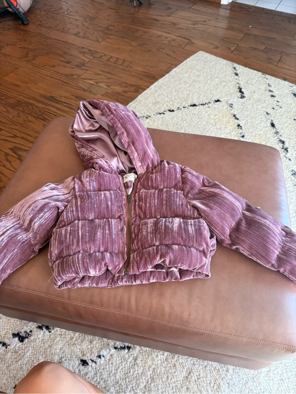 Joyfolie Kids Velvet Puffer Hoodie Jacket - Mauve Pink
